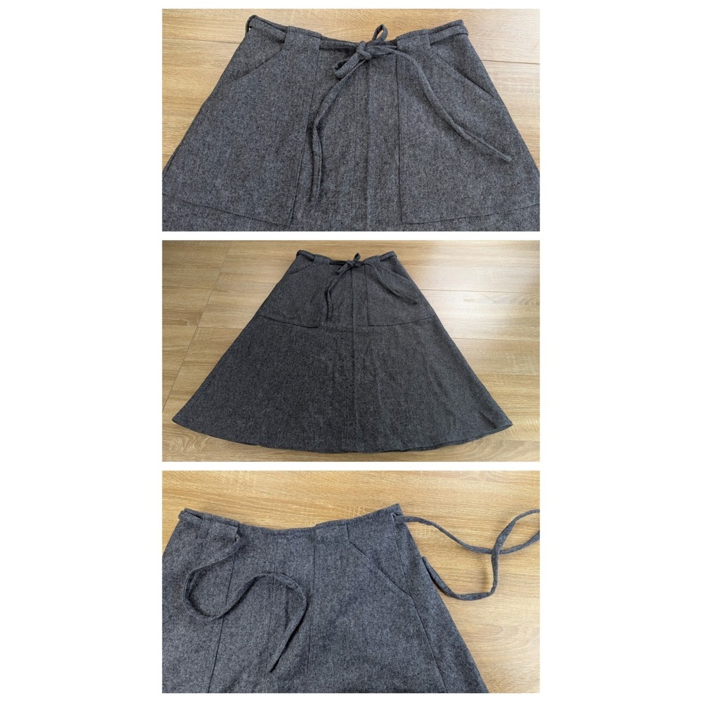 Meadowbank Wool Wrap Skirt Size Small (30"W) Grey VTG Knee Length Pockets *Read